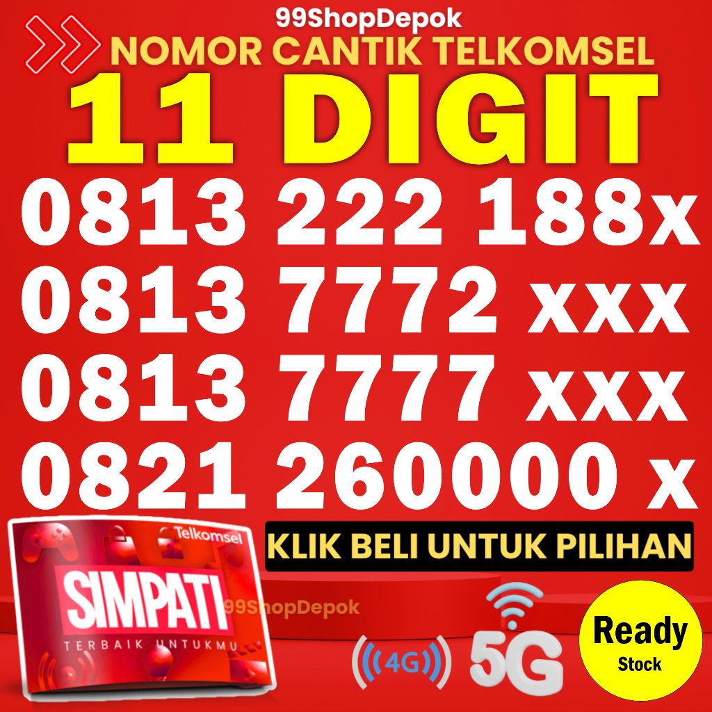 Kartu Perdana Nomor Cantik Telkomsel Simpati 11 Digit - Nomer Cantik Telkomsel 11 Digit - No Cantik 