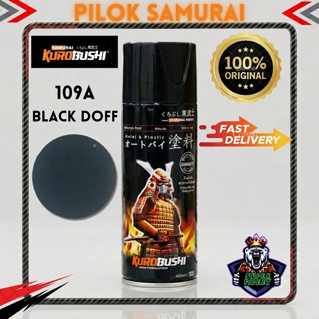 Pilok Pilox Cat Semprot Samurai 109A Black Doff Hitam Doff 400ml Original Samurai Paint