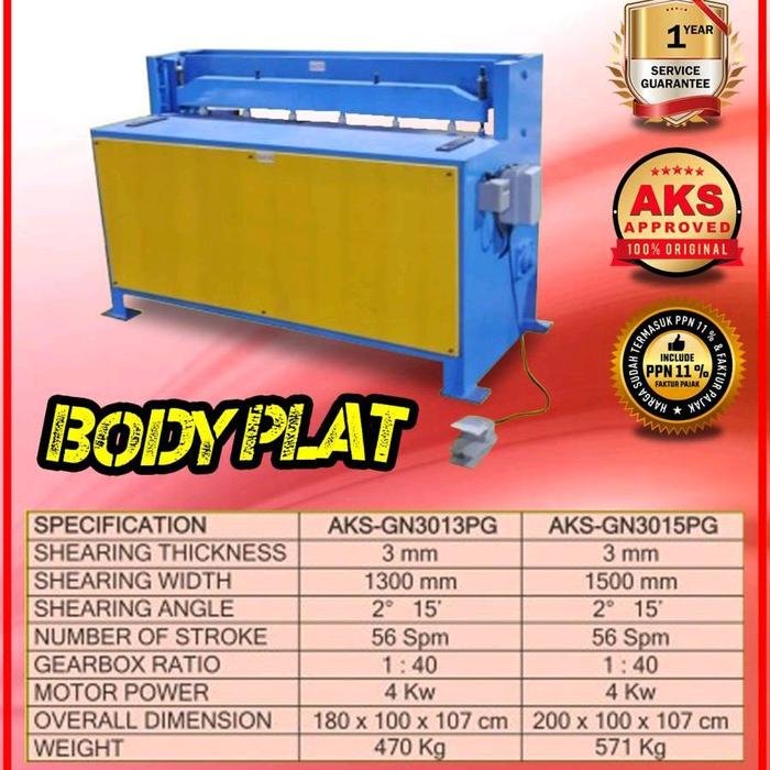 Mesin Shearing Potong Pemotong Shearing Machine Plat 3 x 1500mm Alat Gunting Plat Machine AKS - GN30