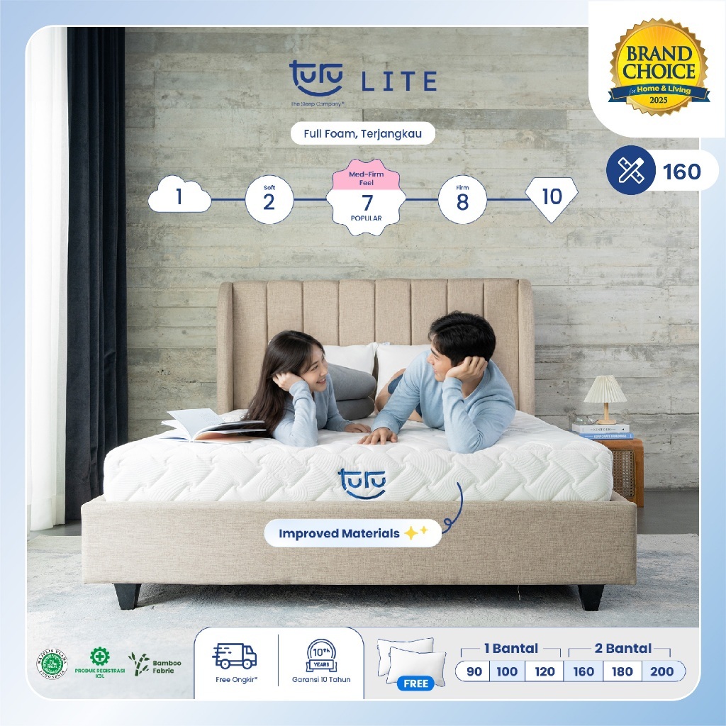 Turu - Kasur Base Support Foam TURU LITE ukuran 160x200 (Queen Size) Free Bantal