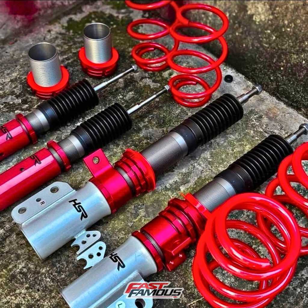 COILOVER MOBIL TOYOTA AGYA 1 SET / COILOVER HSR RED FRONT REAR TOYOTA AGYA