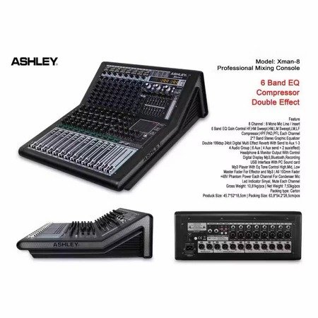 MIXER ASHLEY XMAN-8 MIXER ASHLEY XMAN8 WITH SOUNDCARD ORIGINAL ASHLEY NEW VERSION