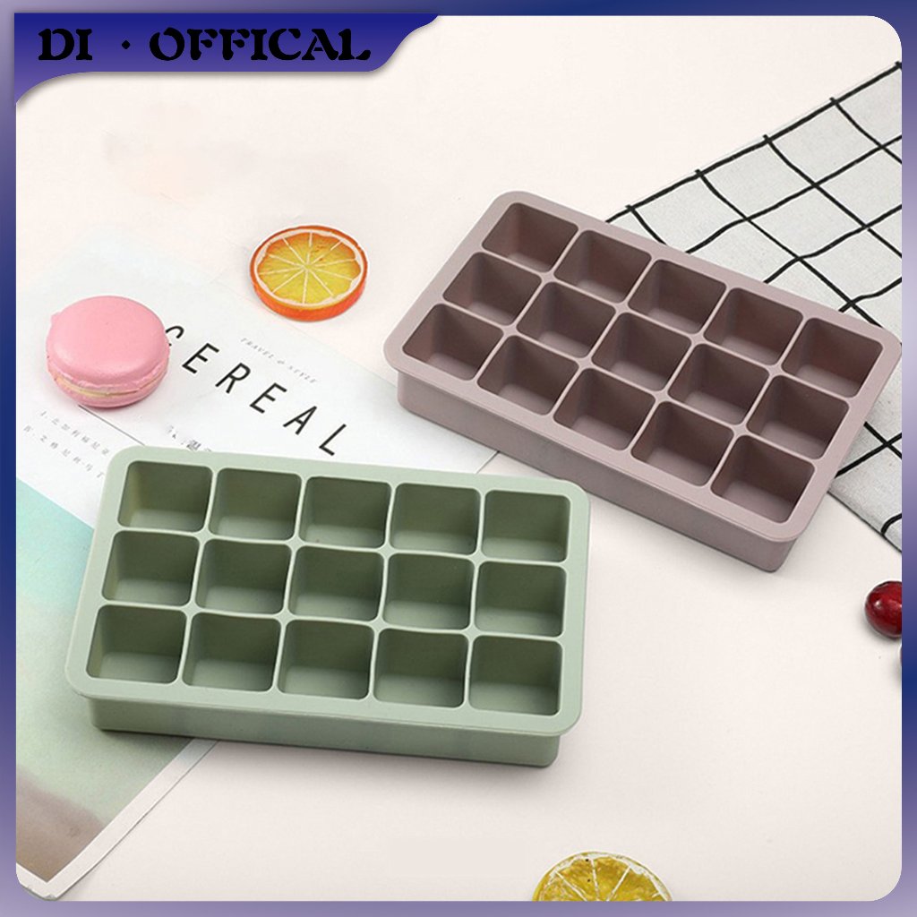 Cetakan Es Batu Sillicone 15 Sekat Wadah MPASI/Kaldu/Es Batu BPA FREE Tutup Silicone
