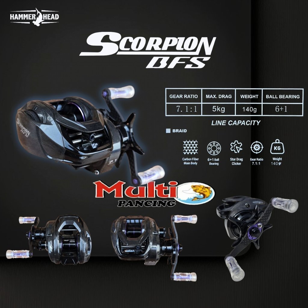 reel BC hammerhead SCORPION BFS bahan carbon body