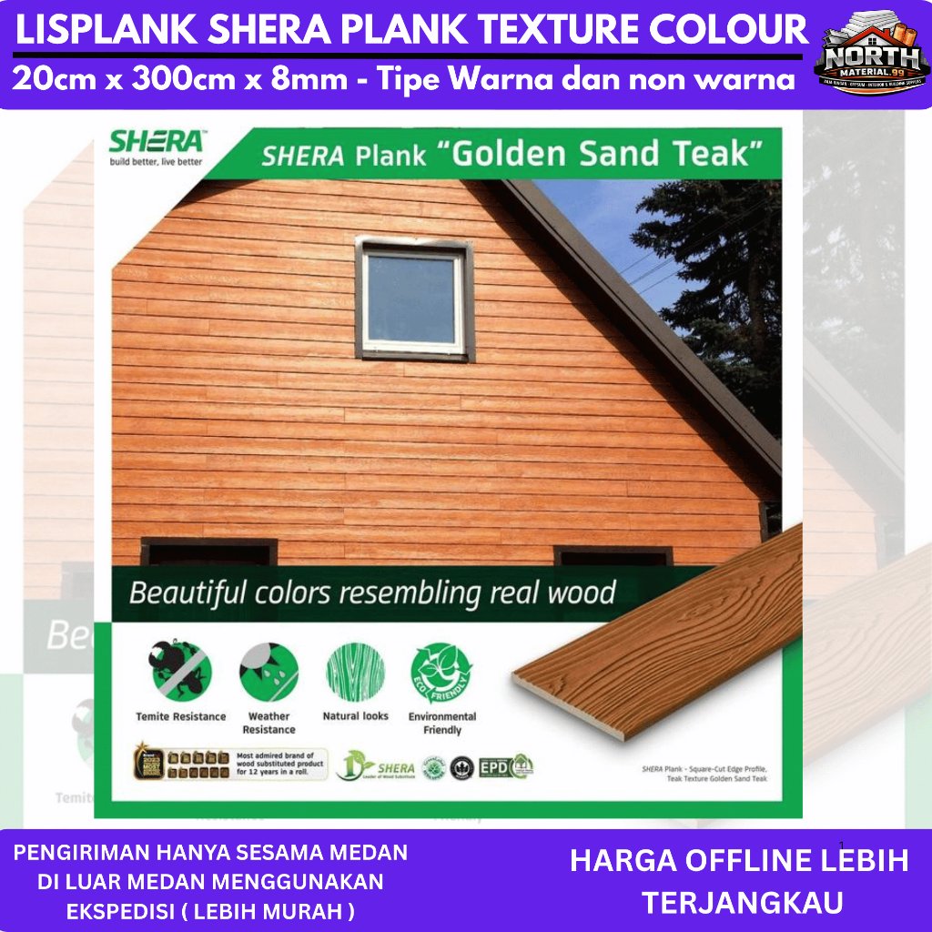 Lisplank Shera Plank 20cm - Lisplank Urat Kayu 20cm x 300cm - Lisplank GRC Motif Kayu