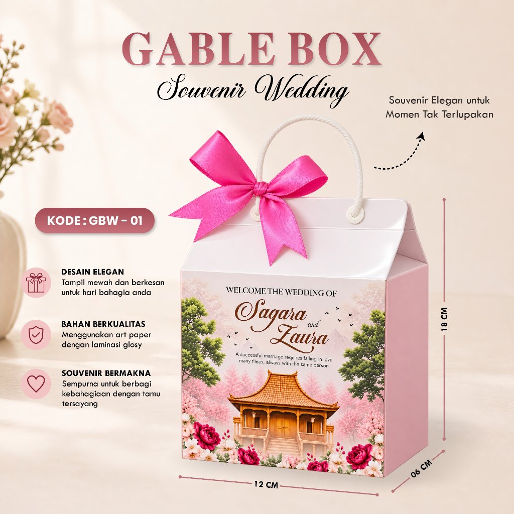 CETAK GABLE BOX SOUVENIR WEDDING CUSTOM - BOX CUSTOM UNTUK SEMUA ACARA