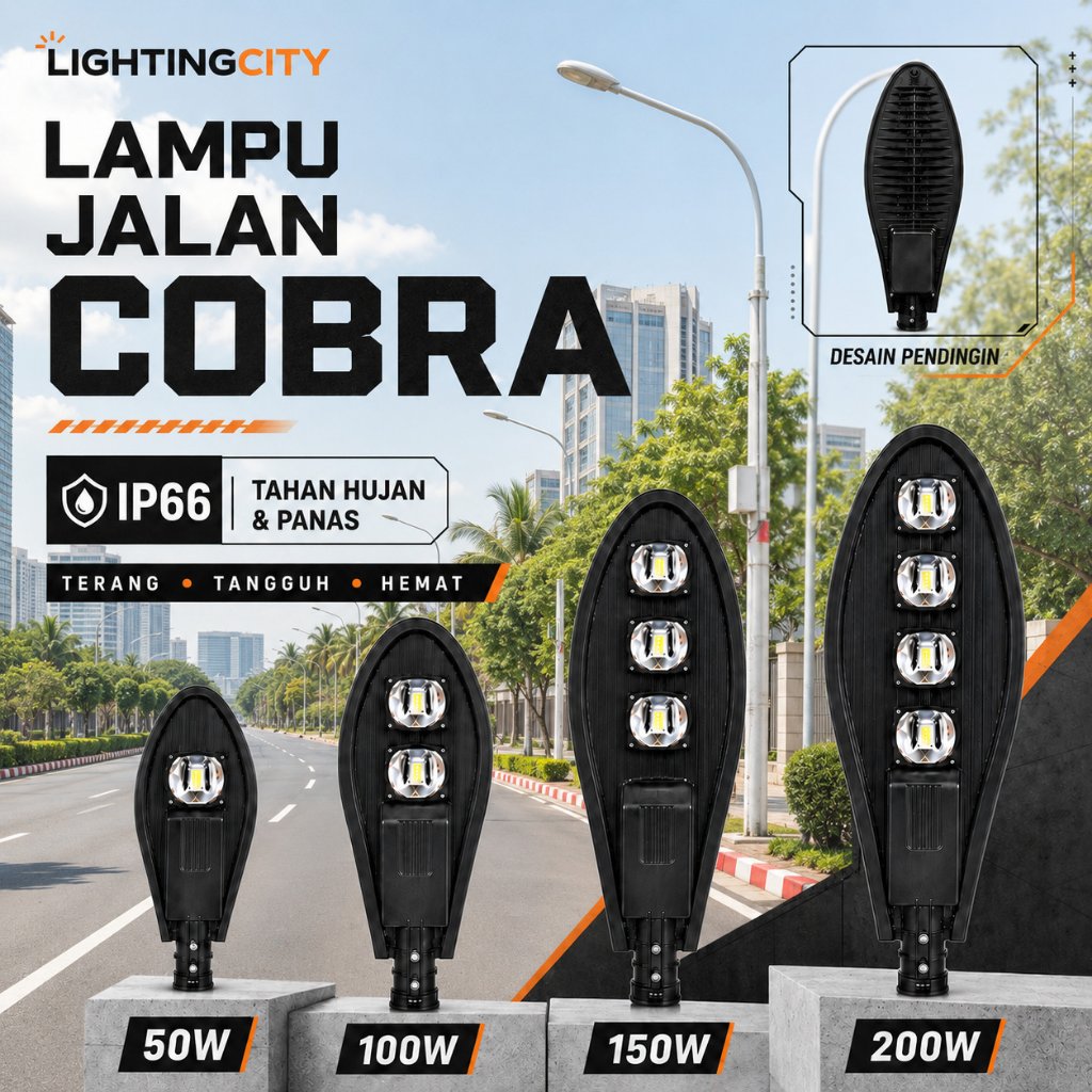 LAMPU JALAN PJU COBRA LAMPU JALAN LAMPU DINDING SUPER TERANG