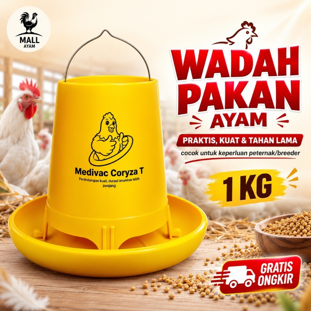 AYAM MALL Tempat Pakan Ransum Ayam 1 Kg Medion Super Tebal TMA TRA Wadah Makan Ayam Dewasa Anak Itik
