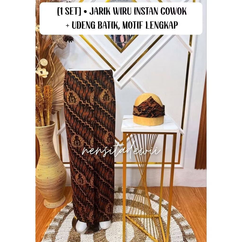[PCo/Ud] • Jarik Instan Cowok + Udeng/Ikat Sunda Batik, Motif Lengkap
