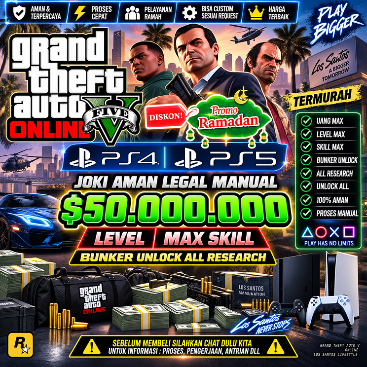 [PS] GRAND THEFT AUTO 5 ONLINE, GTA 5 ONLINE UANG MURAH