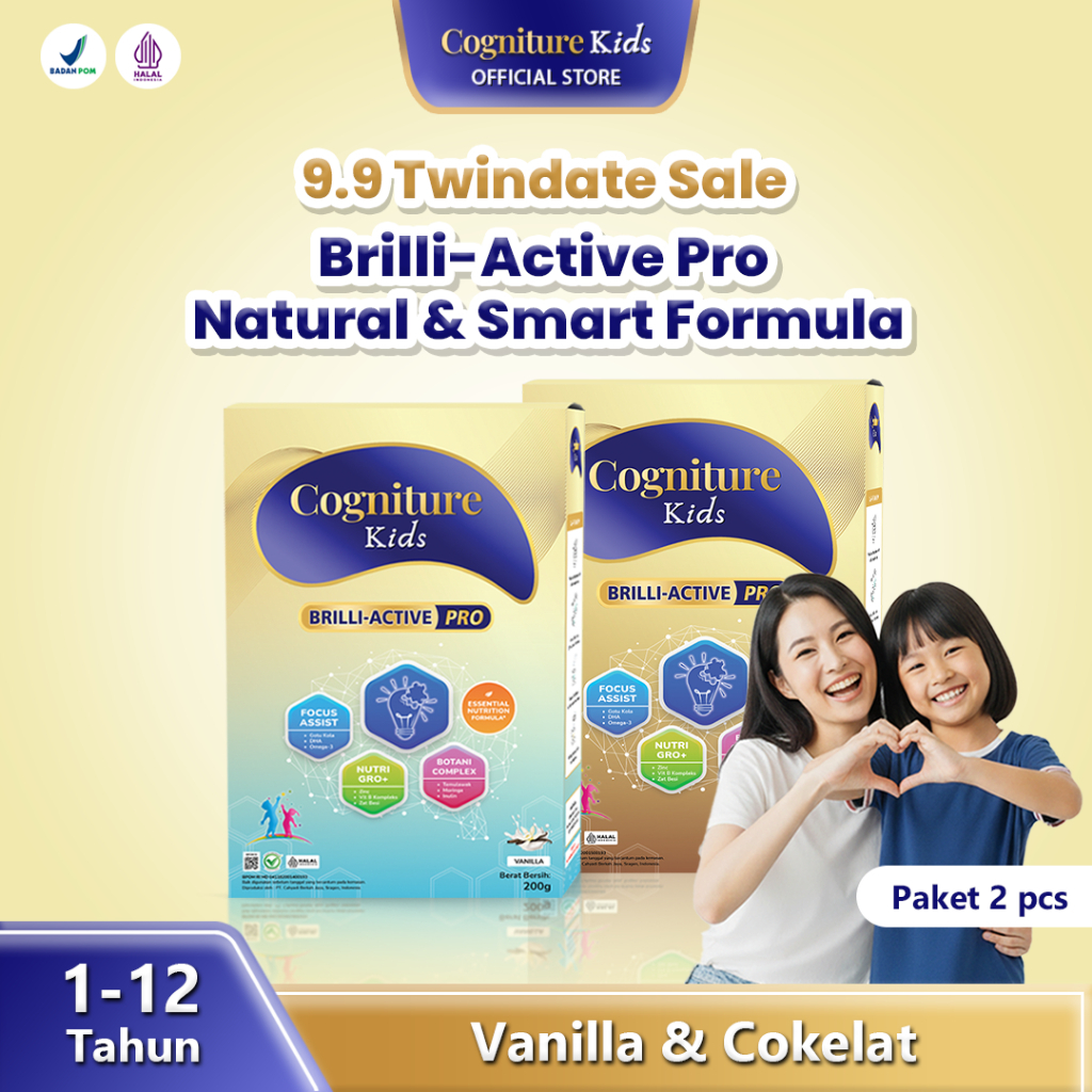 [ MIX HEMAT 20RB ] Cogniture Brilli Active Pro Susu Kecerdasan Anak Rasa Coklat & Vanilla