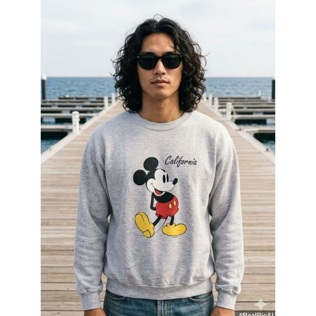 (Vtg US4) Casual Crewneck / Sweatshirt VELVA SHEEN m*ckey OR1 size L (P75 x L55)