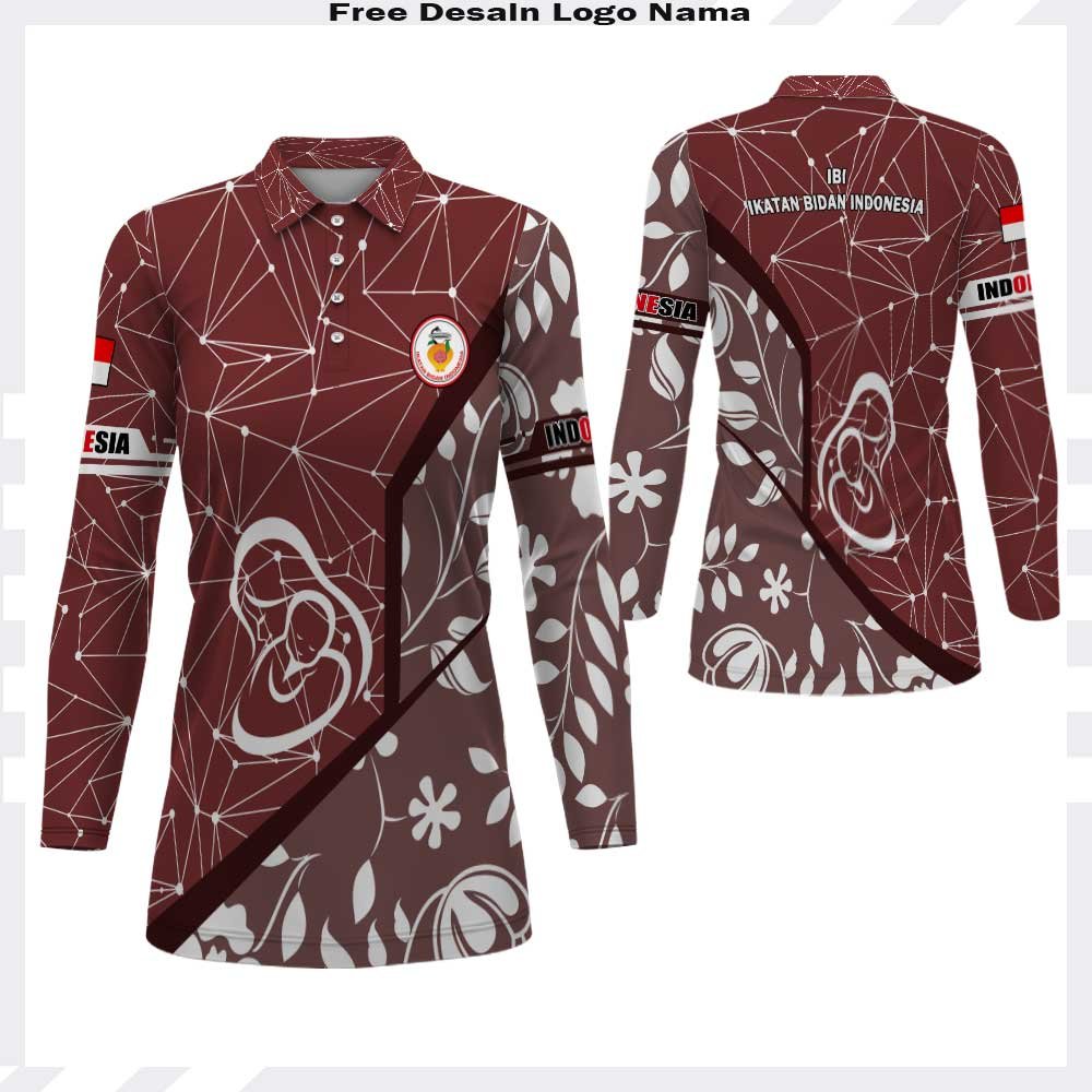 Kaos Polo Tunik Wanita Baju Bidan Fullprint /Jersey Bidan /Baju IBI Ikatan Bidan Indonesia