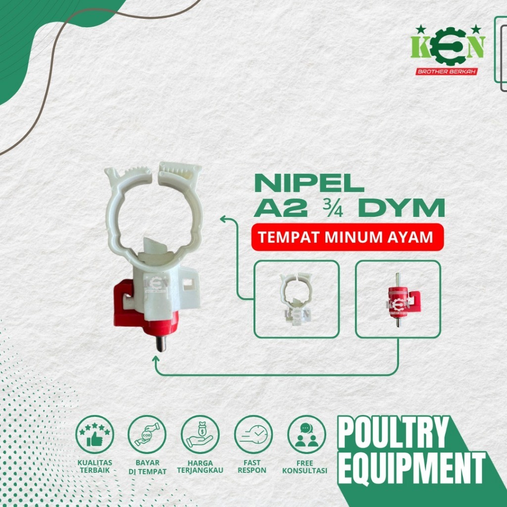 Nipple A2 3/4 Inch Nipel Tempat Minum Ayam Merah Putih Nipel Broiler Petelur Layer Pedaging