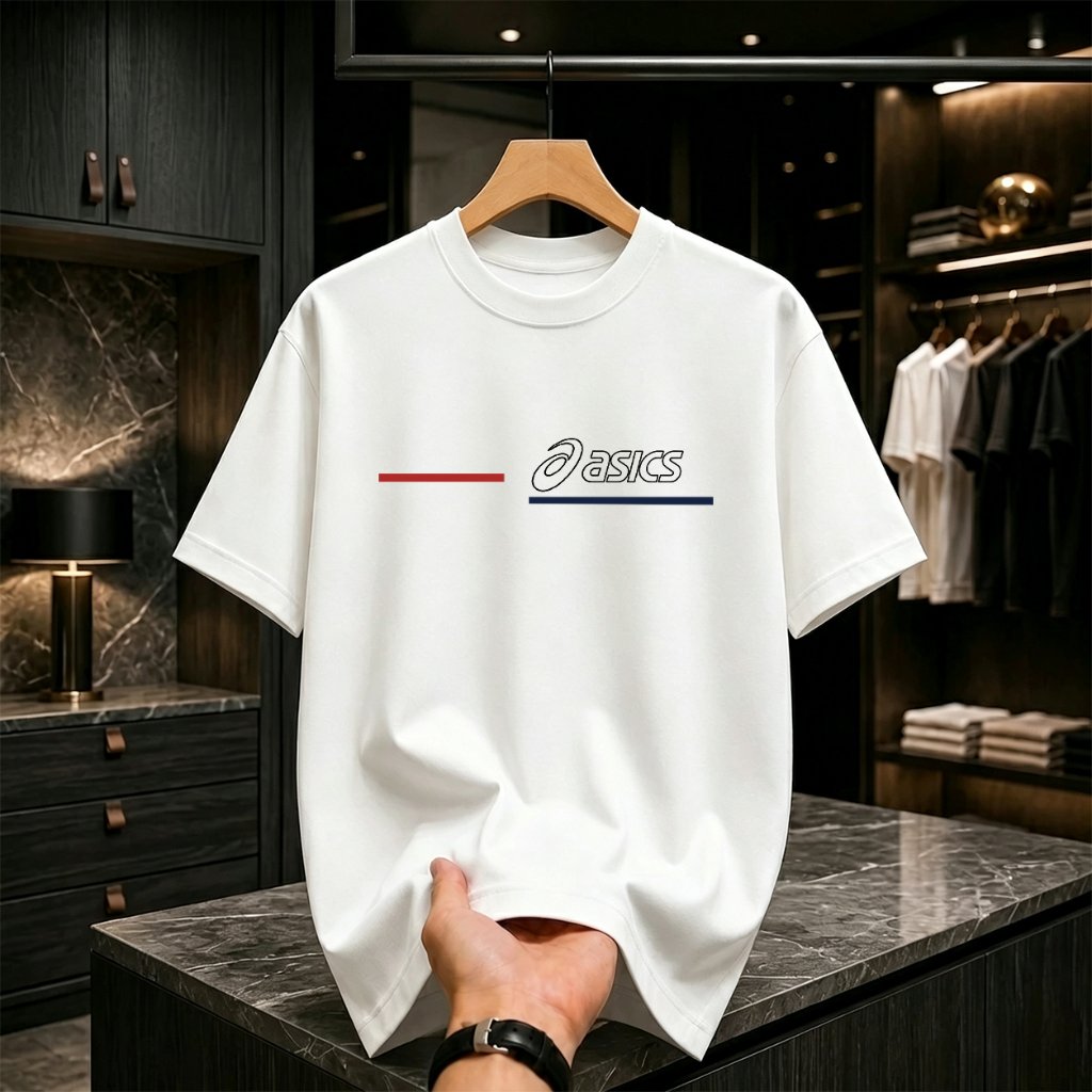[Stock Ready] Baju Kaos Pria Distro Original 100% ASICS T Shirt Pria Casual Elegant Outfit Tebal Min
