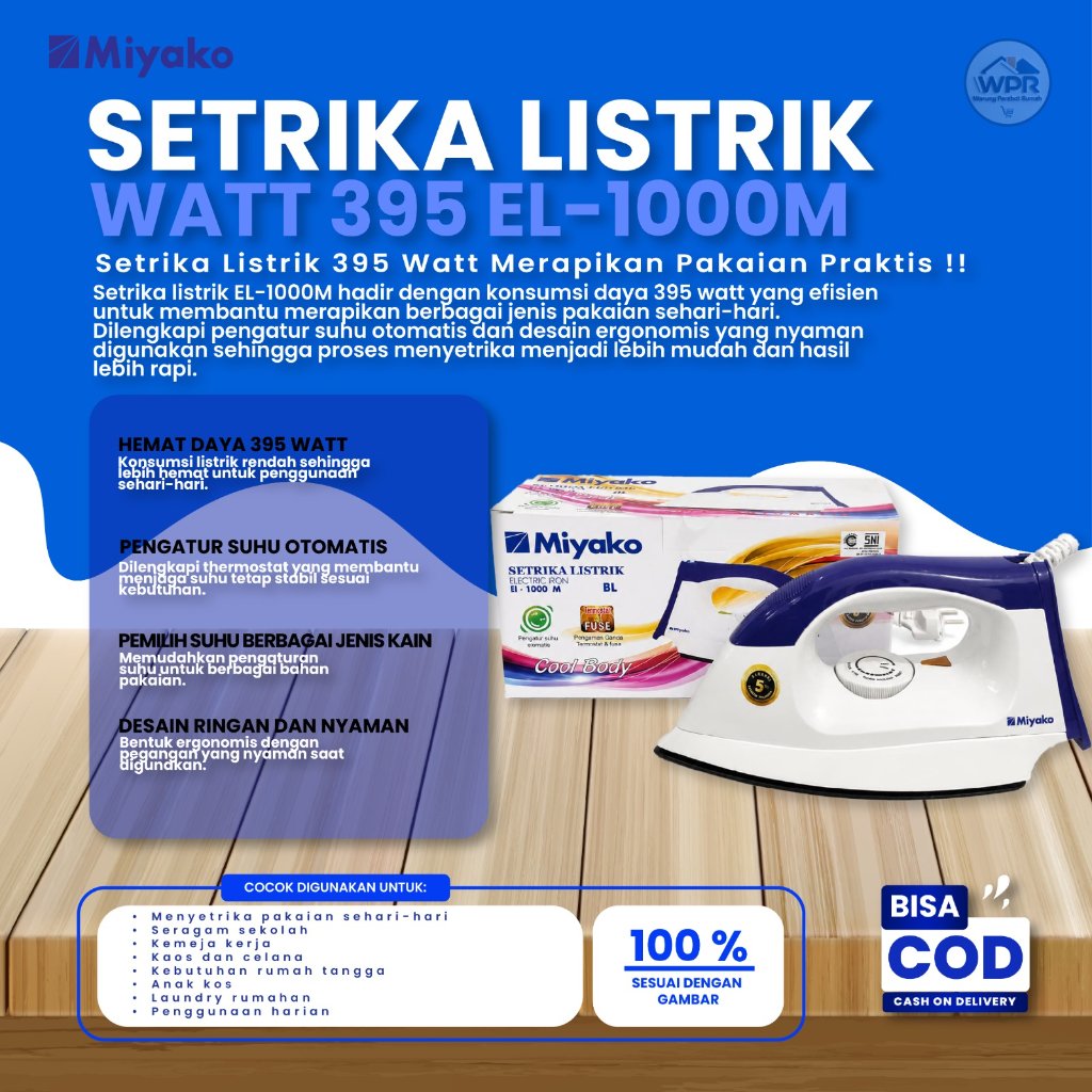 Miyako Setrika EI 1000 M / Setrika Murah Miyako EI-1000M / Setrika Miyako EI1000M