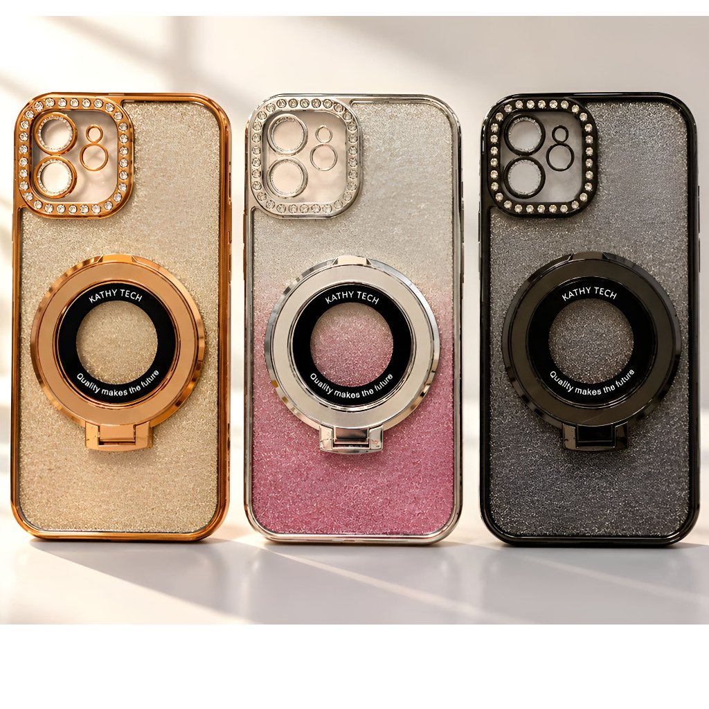 Case Compatible For Iphone 11 11 pro 11 pro max Casing Back Cover dengan Stand Holder Plating Gradie
