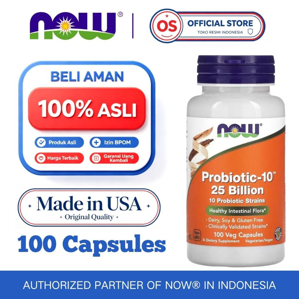 [Ready]Now Foods NowFoods Probiotic-10 Probiotic 10 25 Billion 100 Veg Vitamin Probiotik