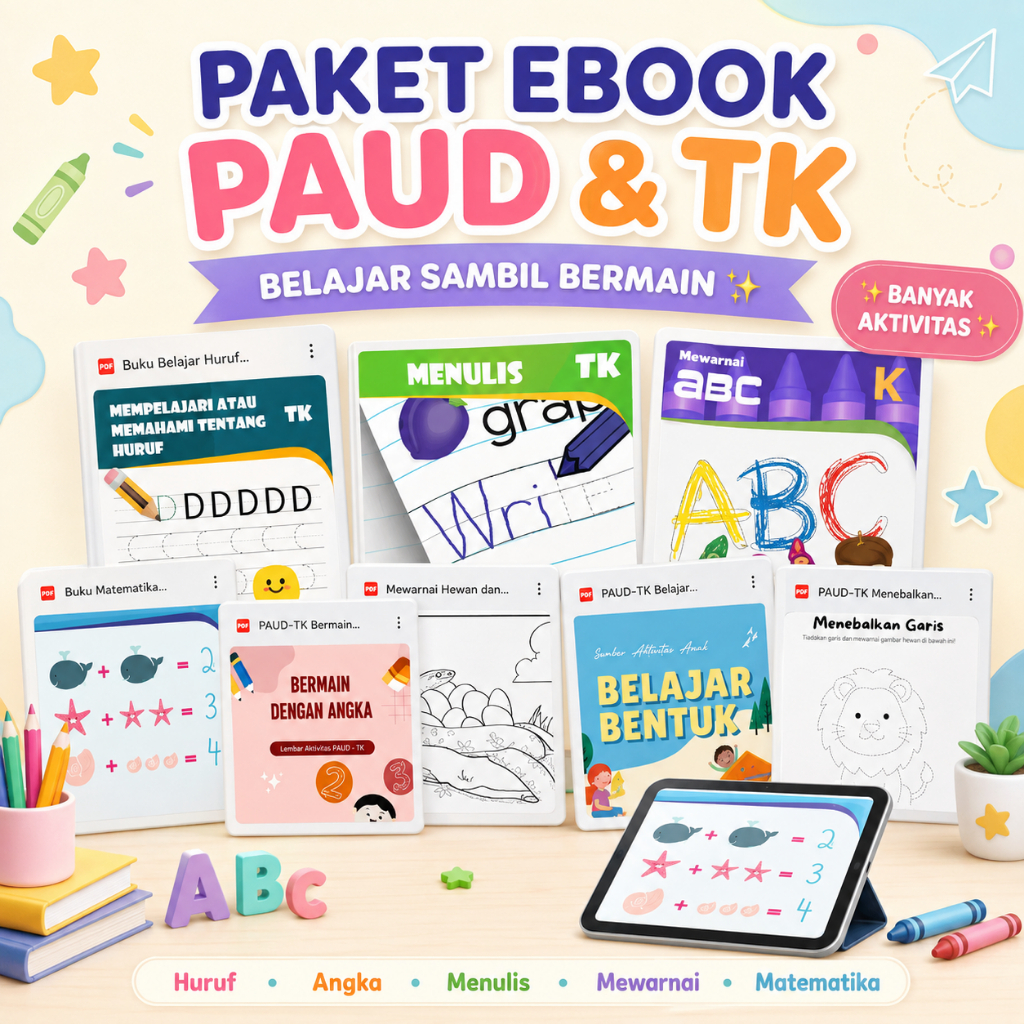 WORKSHEET PAUD TK – AKTIVITAS BELAJAR ANAK - PRINTABLE PDF