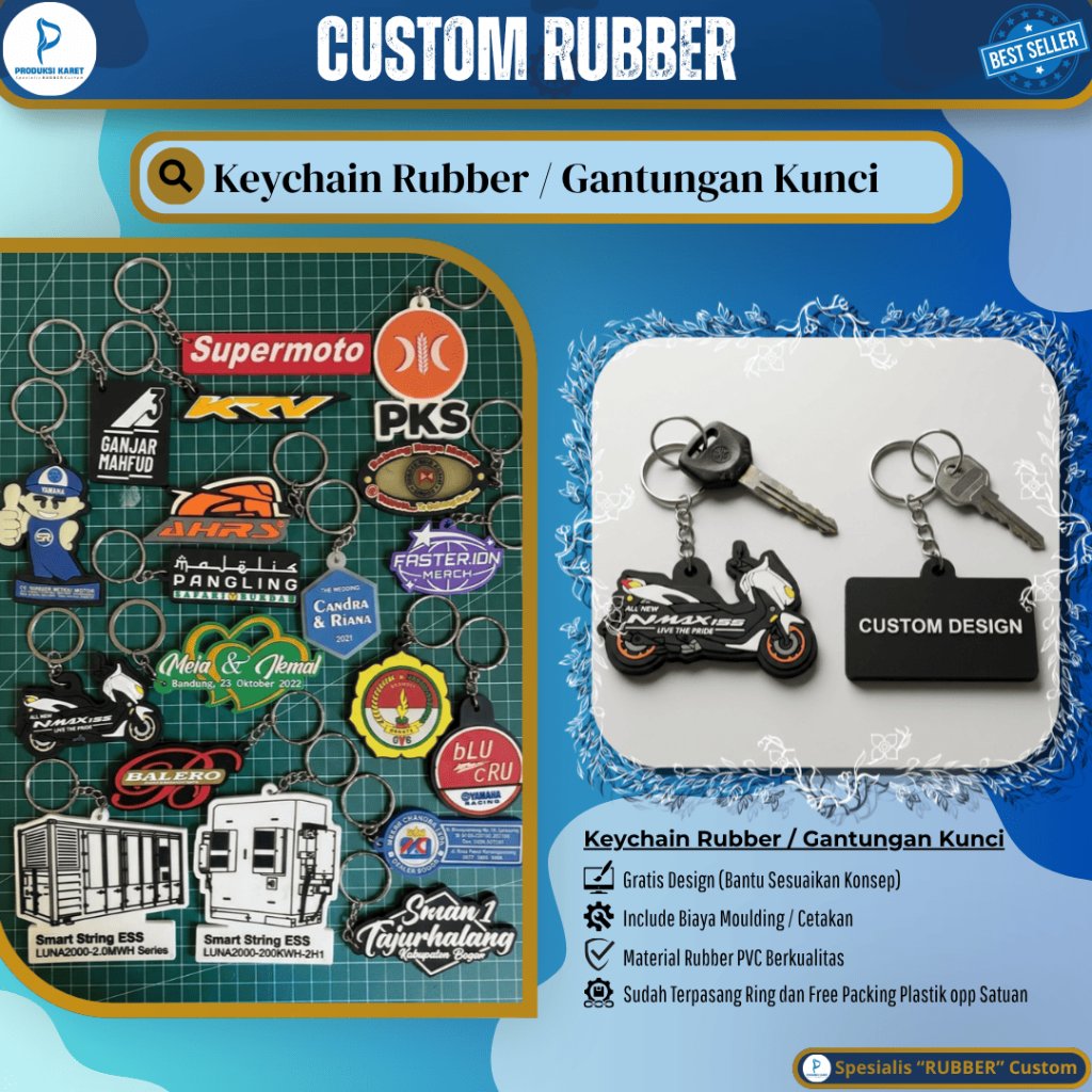 VENDOR Keychain Rubber / Gantungan Kunci Karet Custom