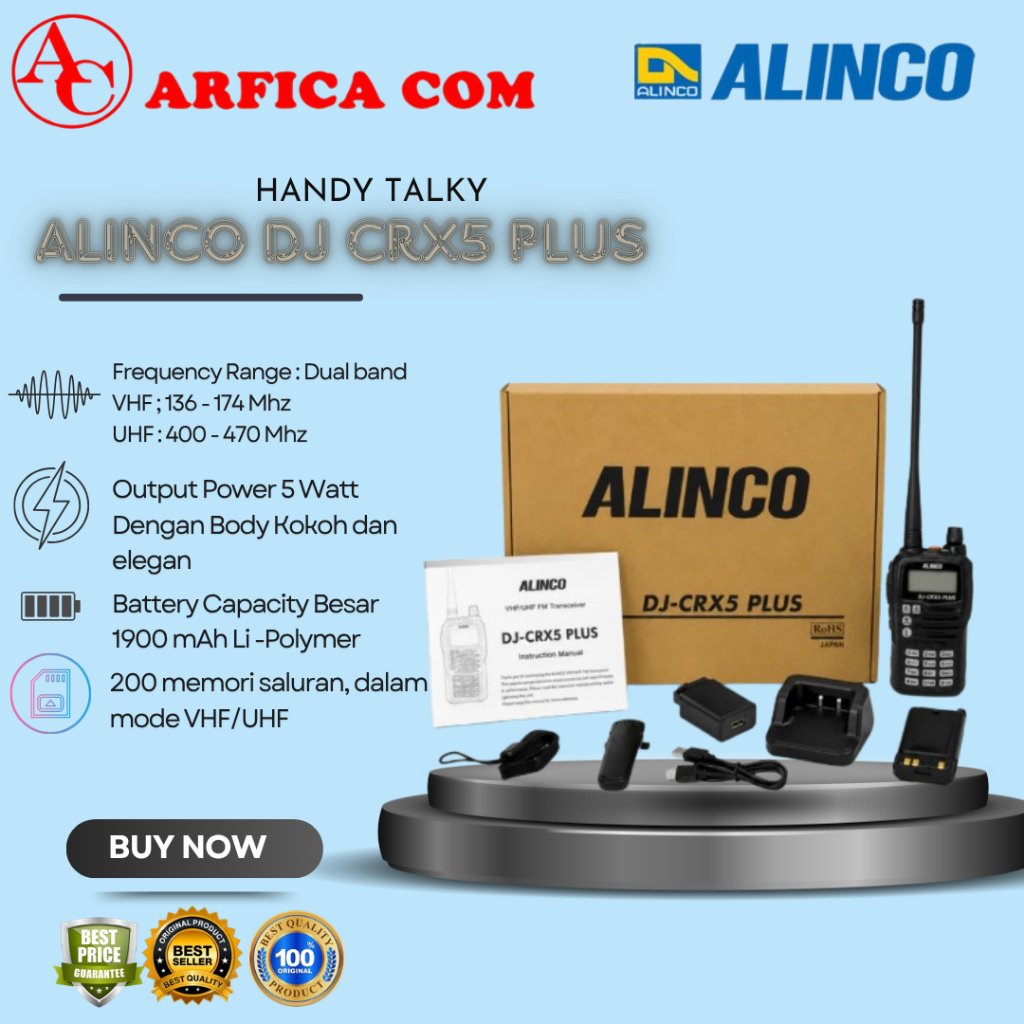 ALINCO DJ CRX5 CRX5 CRX 5 PLUS DUALBAND ORIGINAL GARANSI RESMI HT Alinco DJ Crx5 Plus