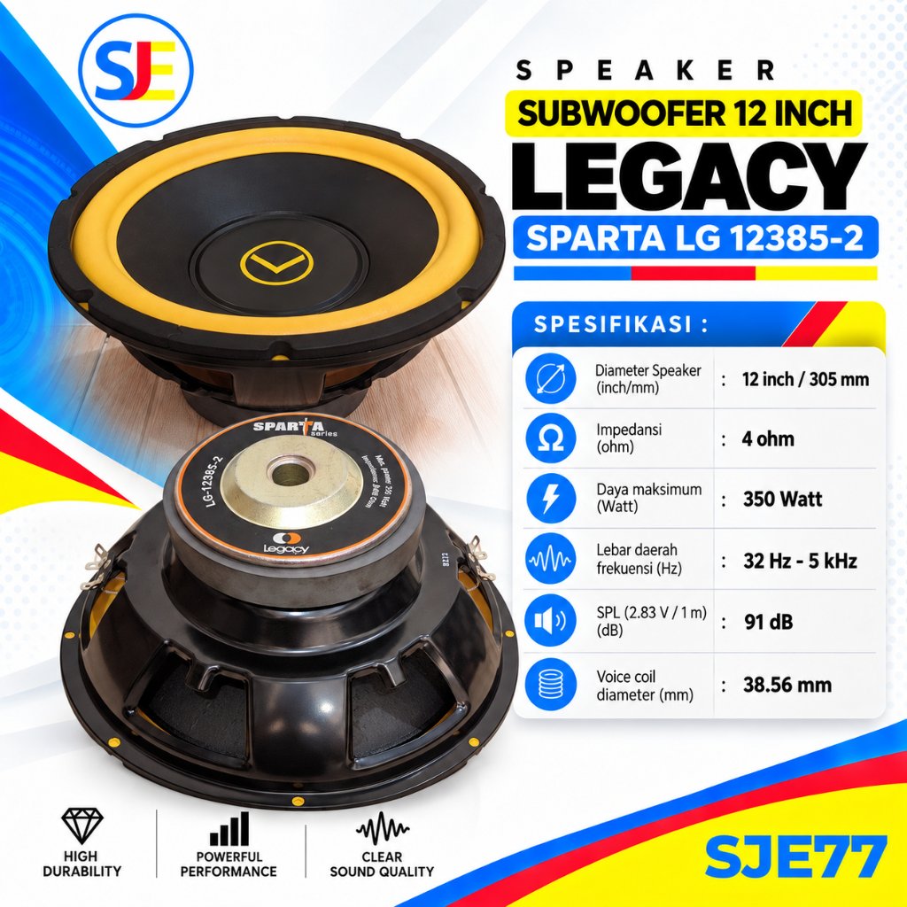 Speaker Subwoofer  12 Inch Legacy Sparta LG 12385-2 / Speaker Legacy 12" LG 12385-2 Sparta Series