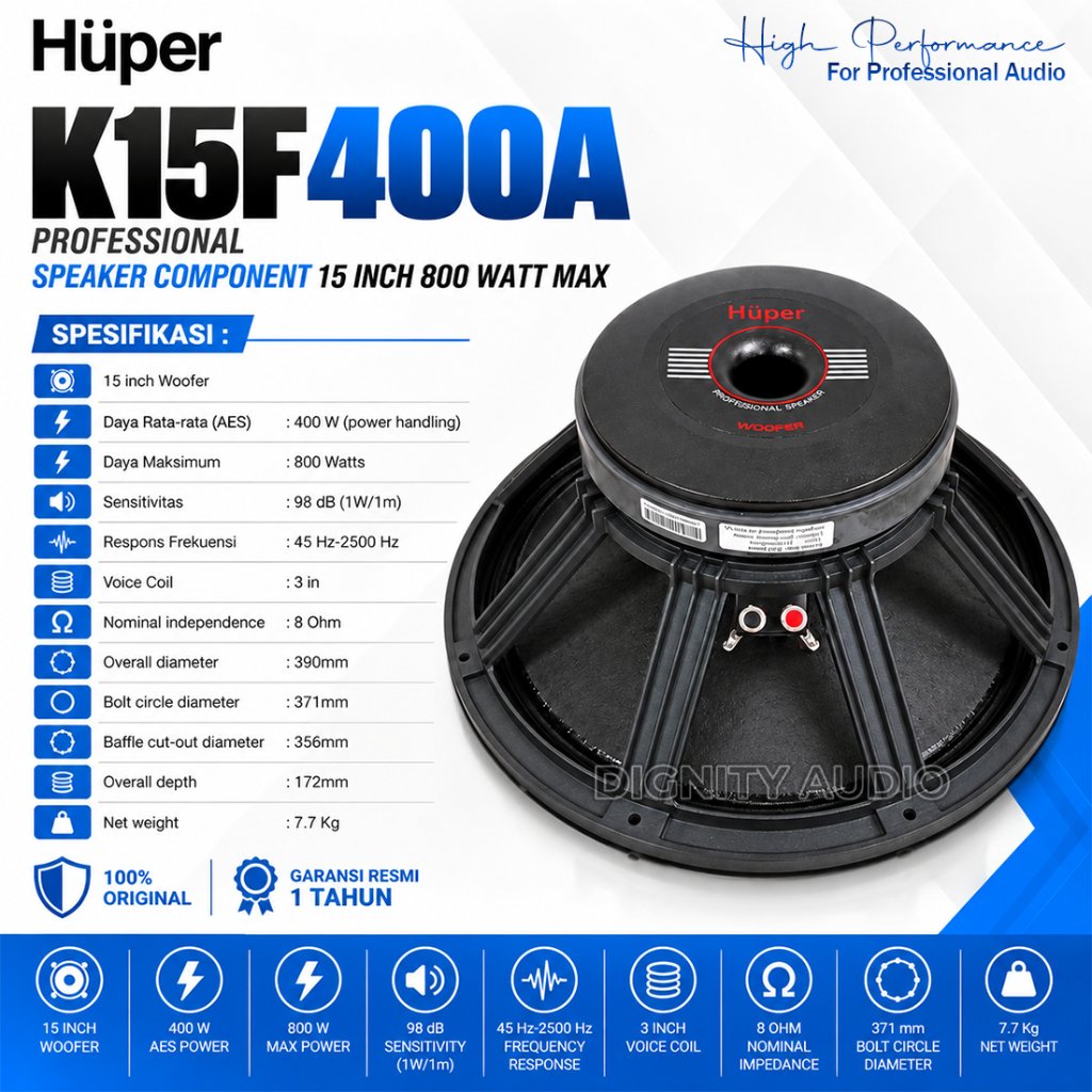 Komponen Speaker 15 Inch HUPER K15F400 | K15 F400 | K 15F400 Original
