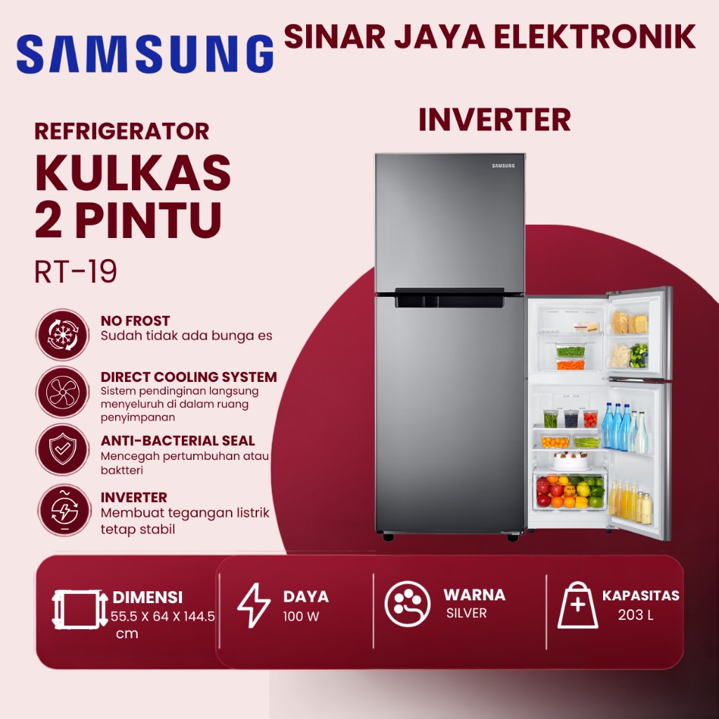 SAMSUNG - KULKAS 2 PINTU RT-19 | KULKAS 2 PINTU KAPASITAS 203 LITER