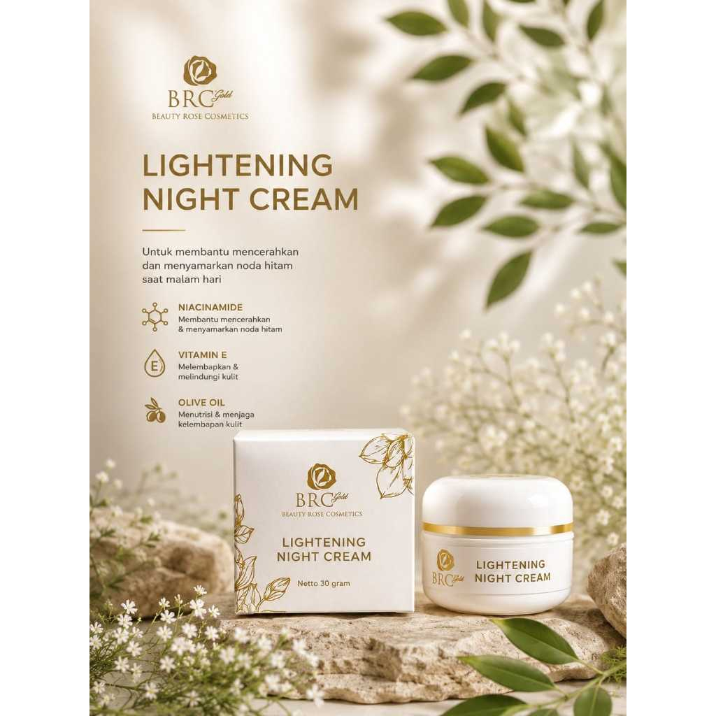 Lightening Night Cream - Beauty Rose Cosmetics BRC Gold