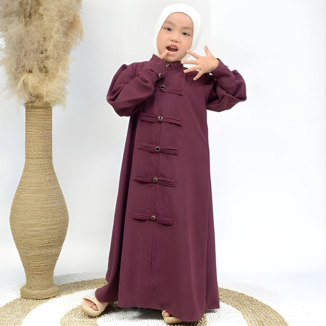 Gamis Anak Sabira Model Cheongsam Bahan Sabrina Anti UV Size S, M, L, XL, XXL, 3XL, 4XL
