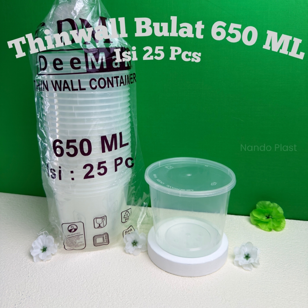 Thinwall Bulat 650 ml Merek DM Isi 25 Pcs / Thinwall Mangkok / Mangkok Plastik / Thinwall DM 650 R