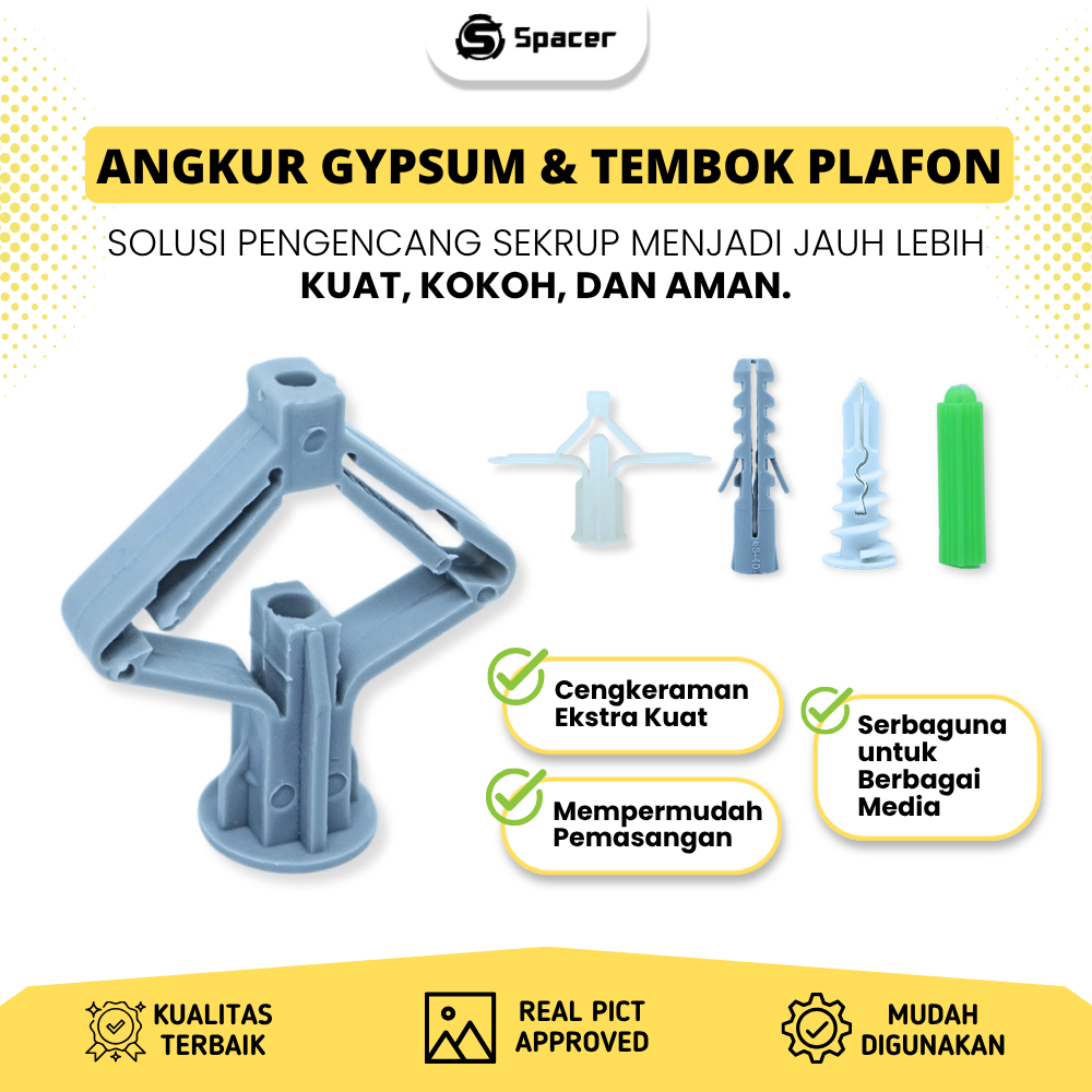 Angkur Gypsum Dinding Plafon Fischer Fisher Kupu Kupu Pesawat Plug Hijau Sekrup Wall Anchor SPACER