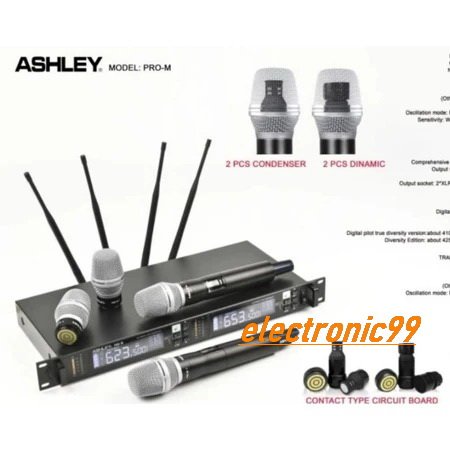 Mic Wireless Ashley PRO M Original Dual Mic Dynamic - Condensor