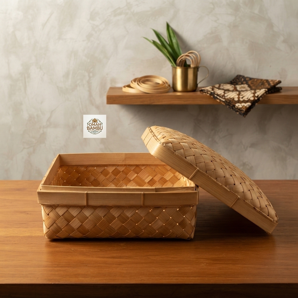 Sokase Kotak Hampers Anyaman Bambu 30 x 20 Aesthetic Multifungsi Keranjang Serbaguna / Wadah Anyaman