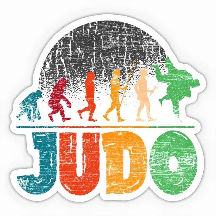 Stiker Beladiri Judo Evolusi Manusia Judoka Action Vintage Style Retro Colorful Bahan Vinyl Finishin