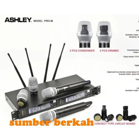 Mic Wireless Ashley PRO M Original Dual Mic Dynamic - Condensor