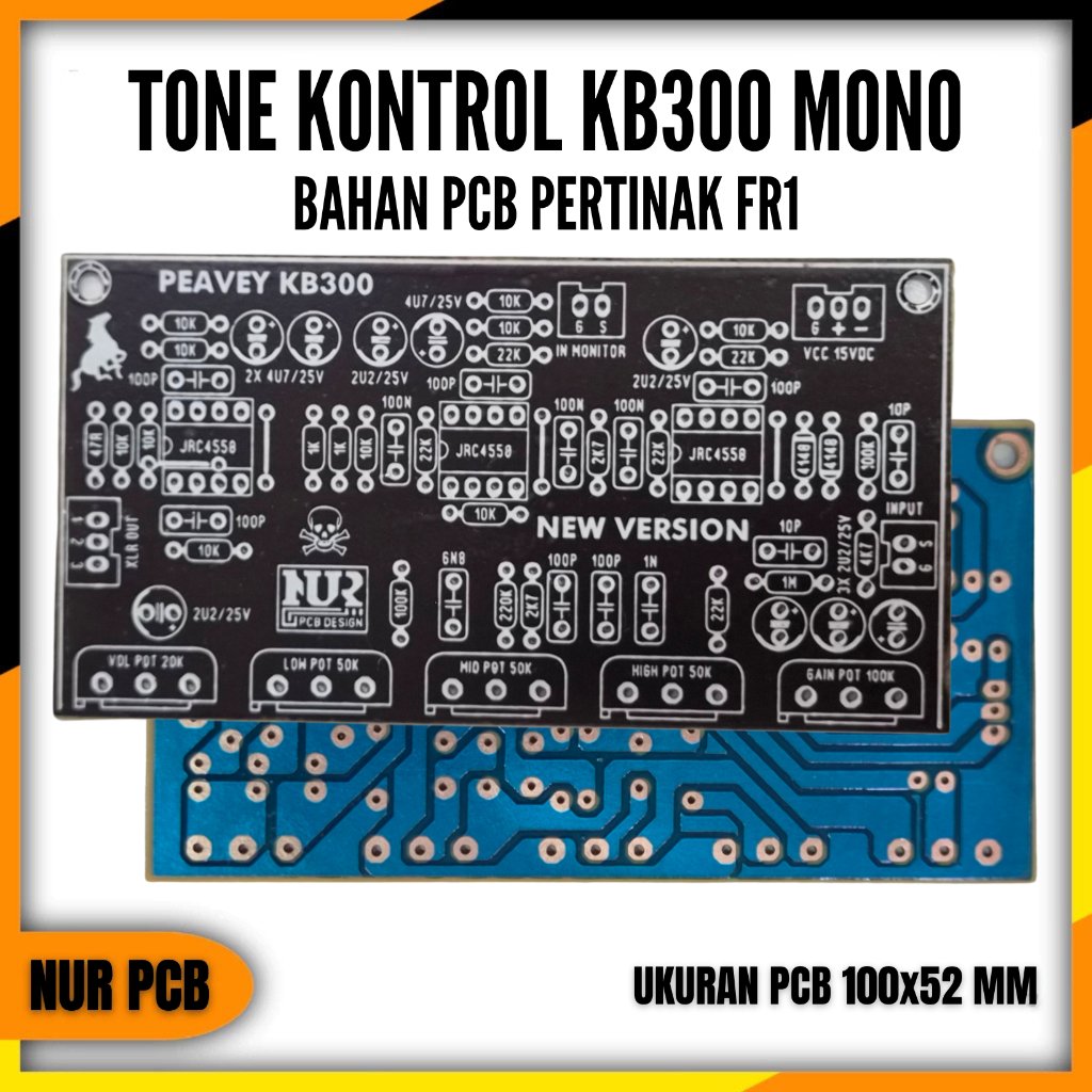 PCB Tone Control Kendang KB300 15VDC CT 10x5.5cm Peavey TC-015