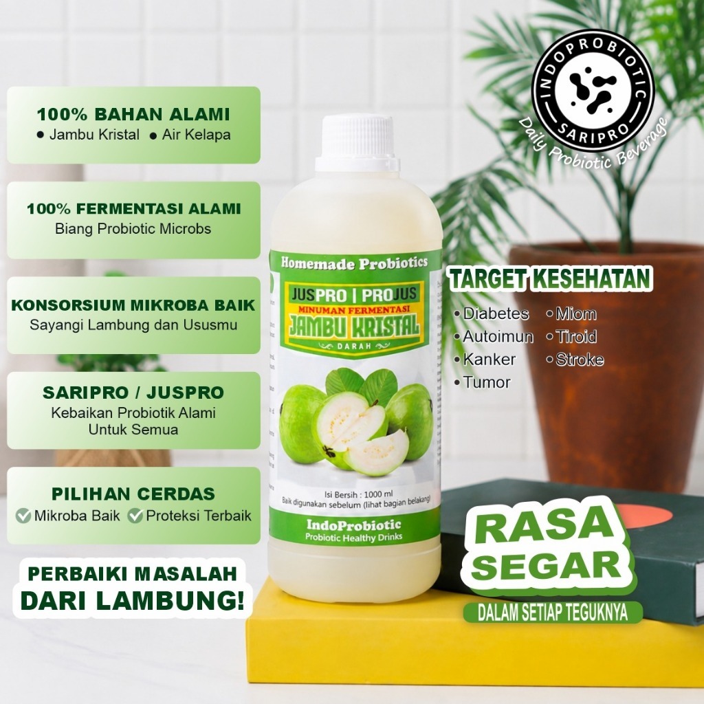 Juspro | Jus Probiotik | Minuman Probiotik | Minuman Kesehatan | Promic Jambu Kristal | 1000 ML