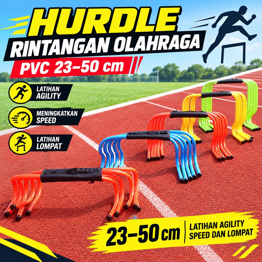 Hurdle Rintangan Olahraga PVC 23–50 cm Alat Latihan Agility Speed dan Lompat untuk Atletik Sepak Bol