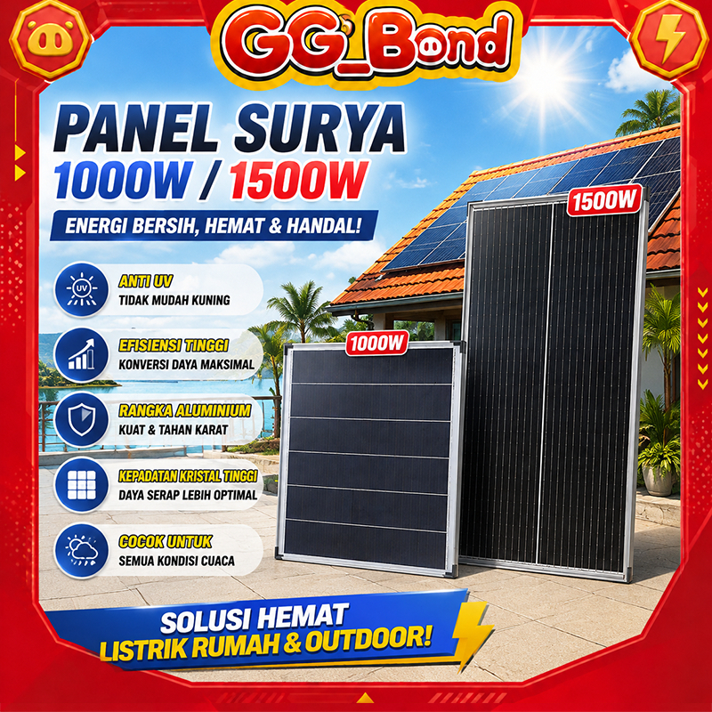 Panel Surya 1000W 12V Tenaga Surya Untuk Rumah / Pompa Air / Camping