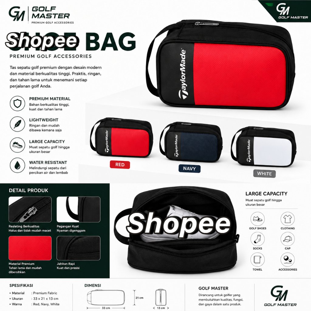 Tas Bola Golf TM Premium Balls Bag Waterproof Portable Golf Balls Storage Bag Style