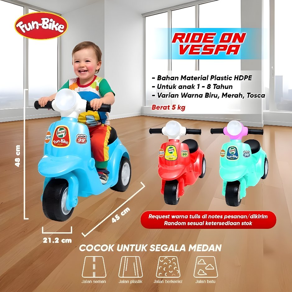 Funbike Tanpa Musik Motor Mainan Anak Vespa