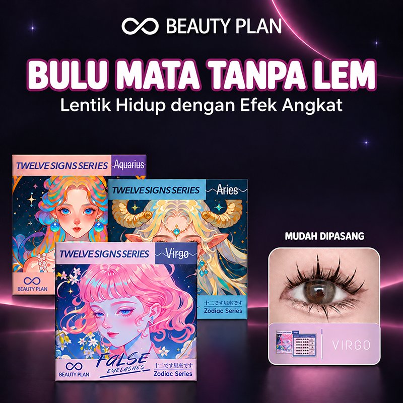 BEAUTY PLAN [TANPA LEM] Bulu Mata Palsu  Gaya ZODIAC  D Curl Individu Bisa Reuse | Natural Looking |