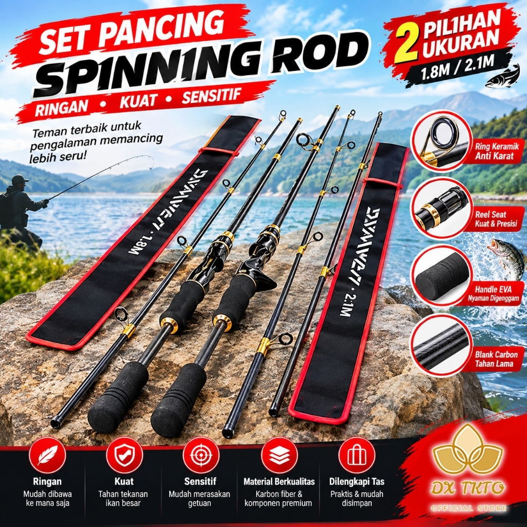COD DX TOKO Ready Stock  Ultralight DAIWA Baitcasting Rod Medium Joran Pancing Carbon Lure M Power F