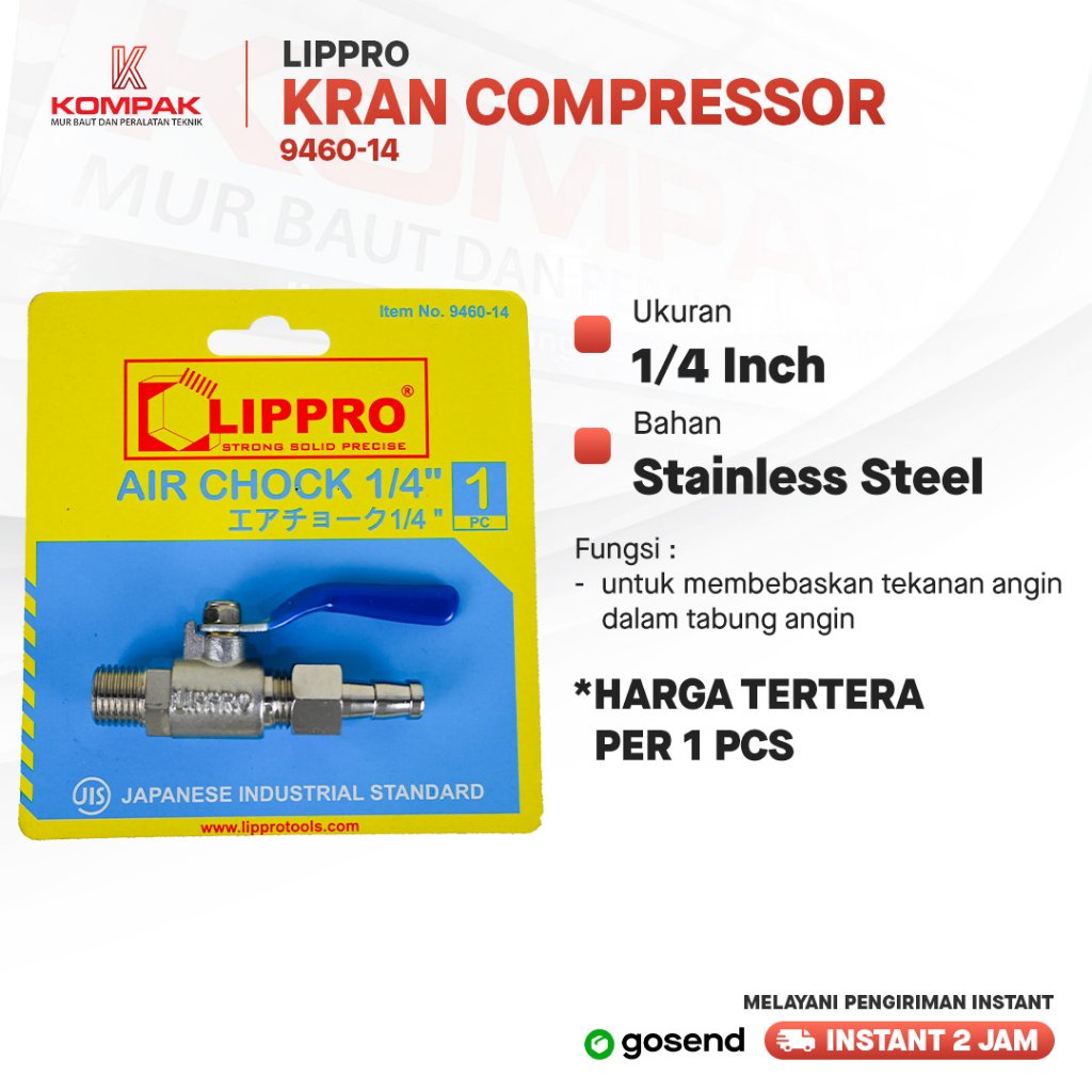 LIPPRO 9460-14 Air Chock 1/4" - Stop Kran Angin Kompresor