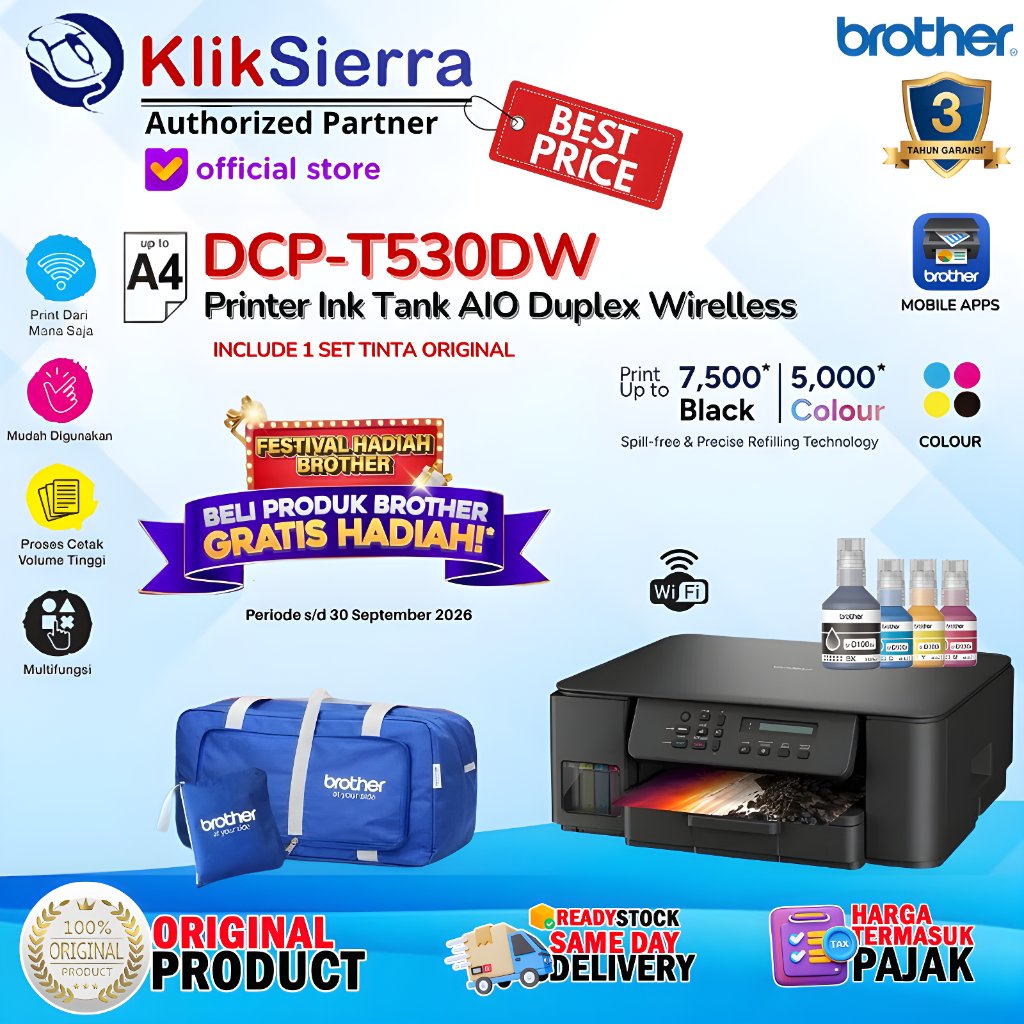 Brother DCP-T530DW Printer Multifungsi Ink Tank WiFi