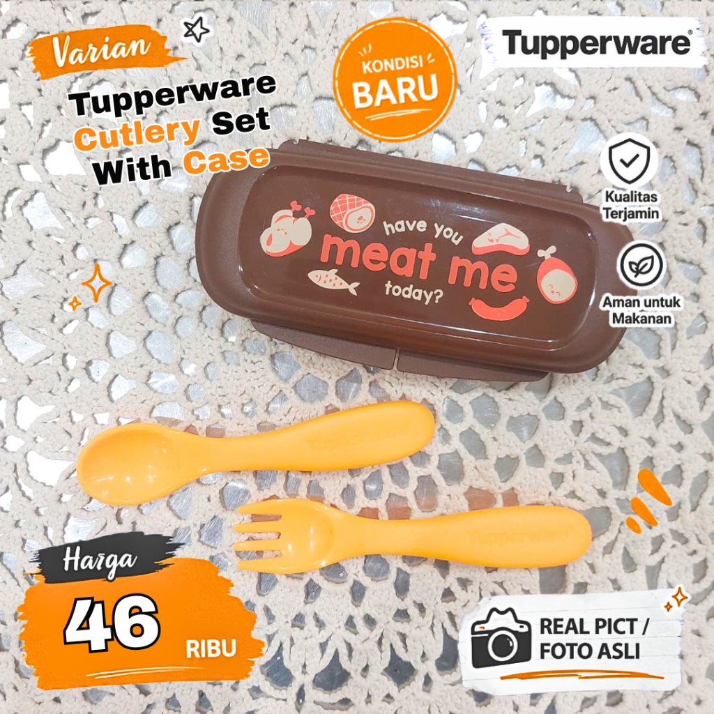 Tupperware Cutlery Set with Case | Orange Brown | Original | New Condition | Never Used | Alat Makan