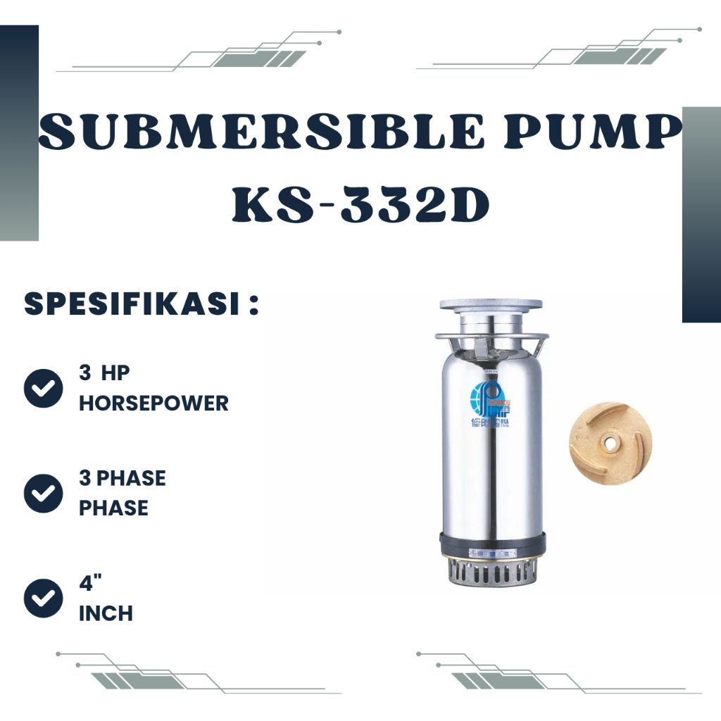 Showfou Submersible Pump KS-332D 3 HP 3 Phase 4 Inch