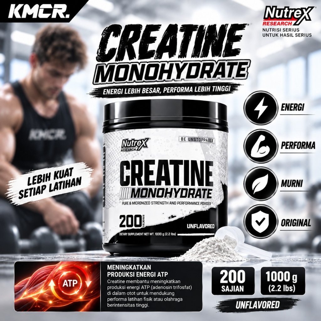 Nutrex Research Creatine Monohydrate 1000 gr 200 Serving Creatine Gym Creatin Kreatin Suplemen Gym