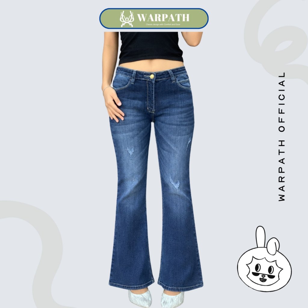 WARPATH - Highwaist Flare Jeans Stretchboot Petite 9198 Cutbray Jeans Denim Panjang Wanita Bahan Str
